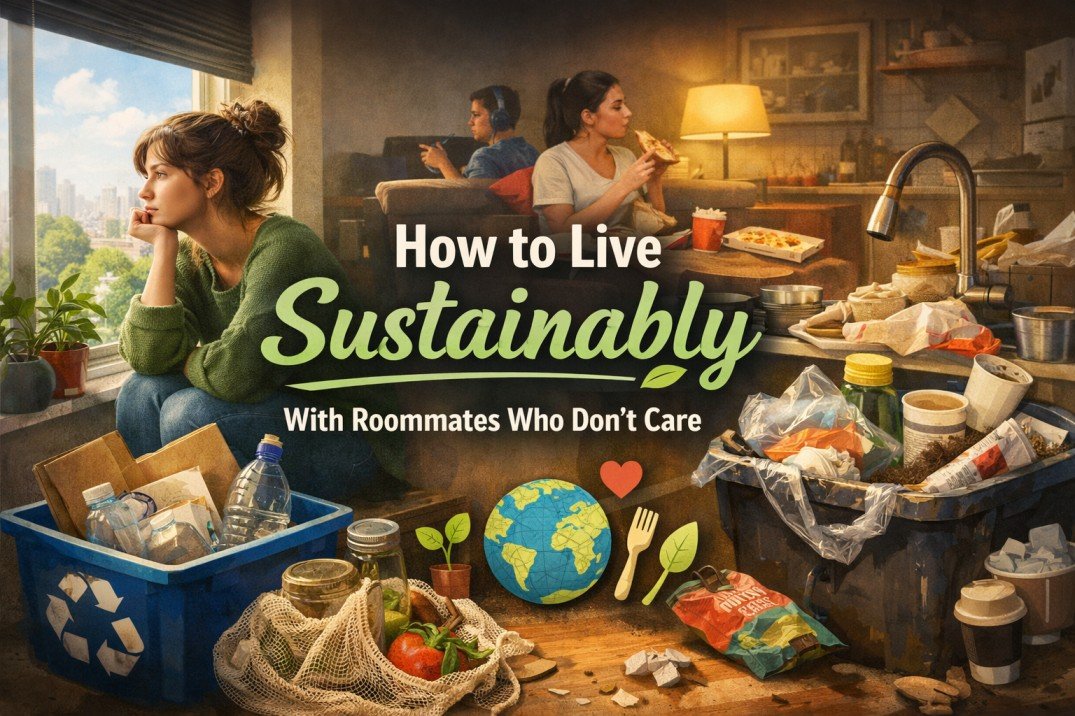Trying to be eco-friendly but your roommates don’t care? Practical, low-stress tips for sustainable apartment living without conflict or guilt.