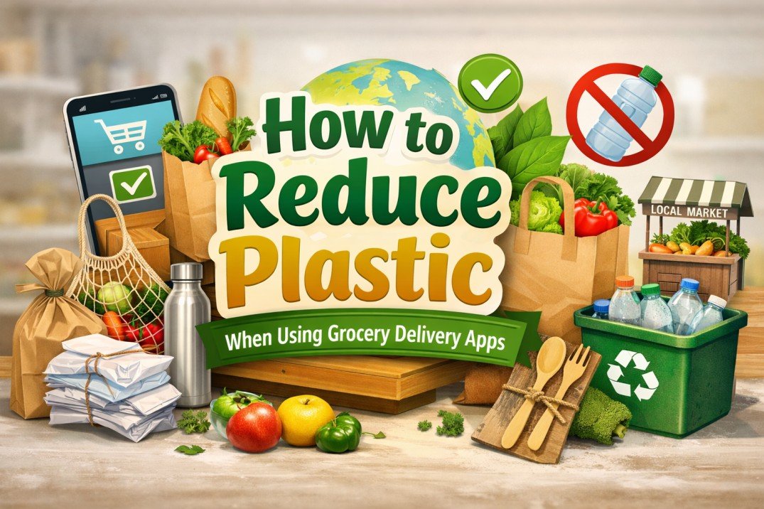 How to reduce plastic when using grocery delivery apps with eco-friendly packaging and reusable bags